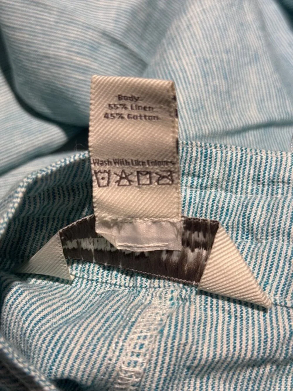 Freedom Trail by Kyodan womens L blue stripe linen cotton pants flat front mid